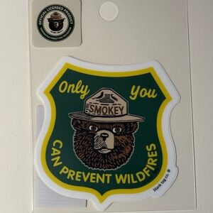 Smokey Bear Only You Can Prevent Wildfires Green Badge 3” Decal Blank Tag Co NEW
